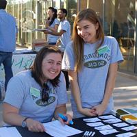 Student employees working at an event